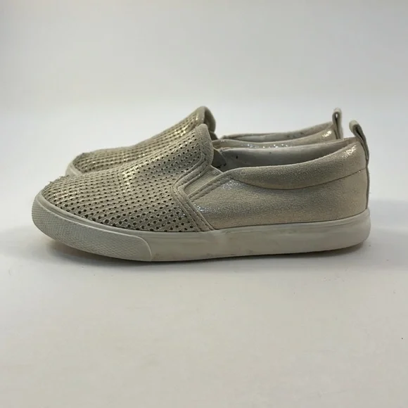 Cat and Jack Size 11 Girls Metallic Gold Slip Ons - Picture 8 of 11